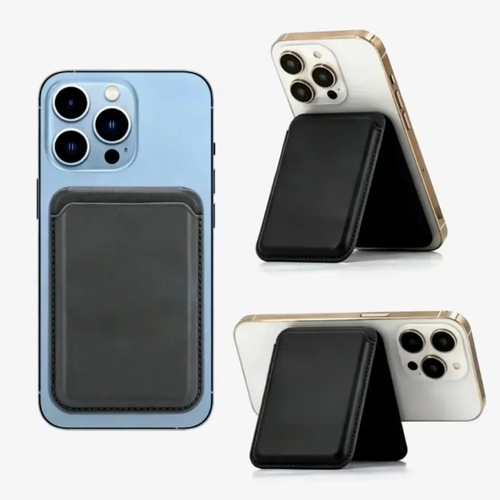 2-in-1 Magnetic Card Holder Stand Leather Foldable Wallet Phone Bracket For Magsafe iPhone 12-17 Pro Max Card Storage Daily Use