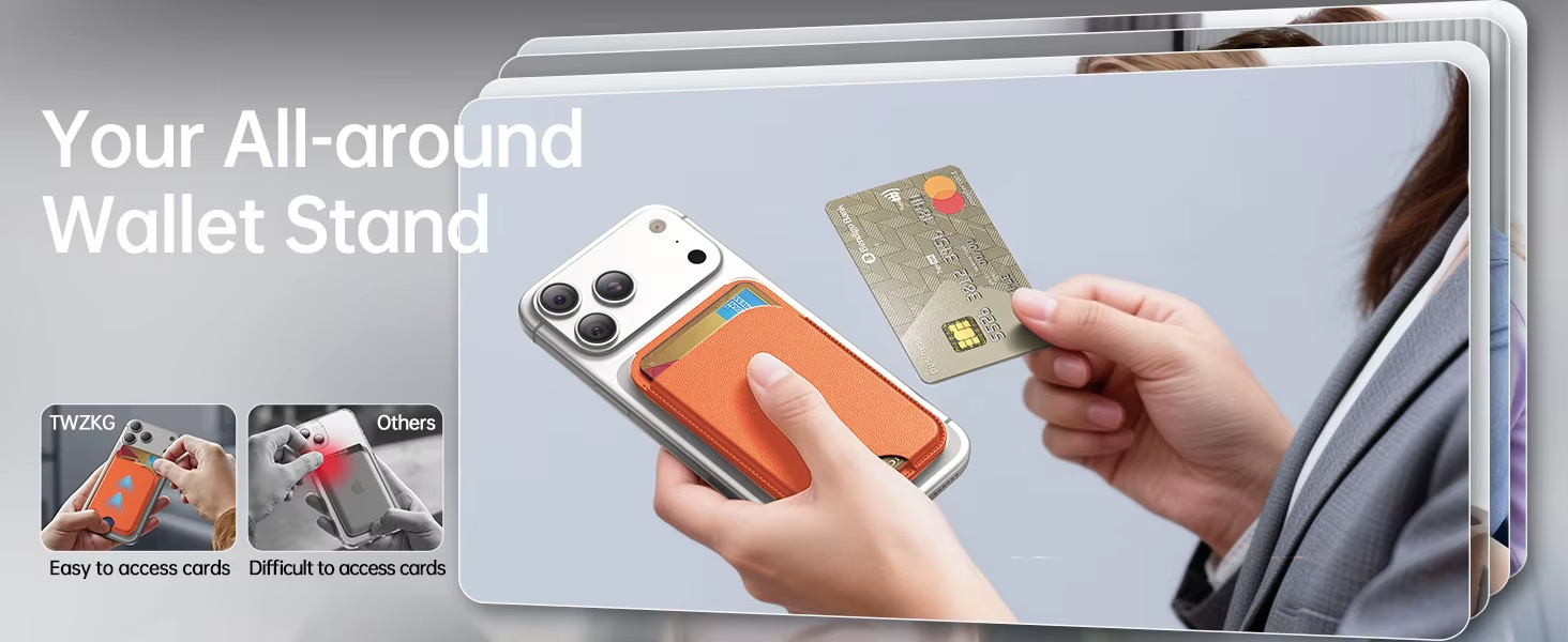 MagSafe Wallet, 5 Card Holder, Slim Leather Magnetic Wallet for iPhone 17/16/15/14/13/12 Pro Max Plus Air Series, 1 Card Slo
