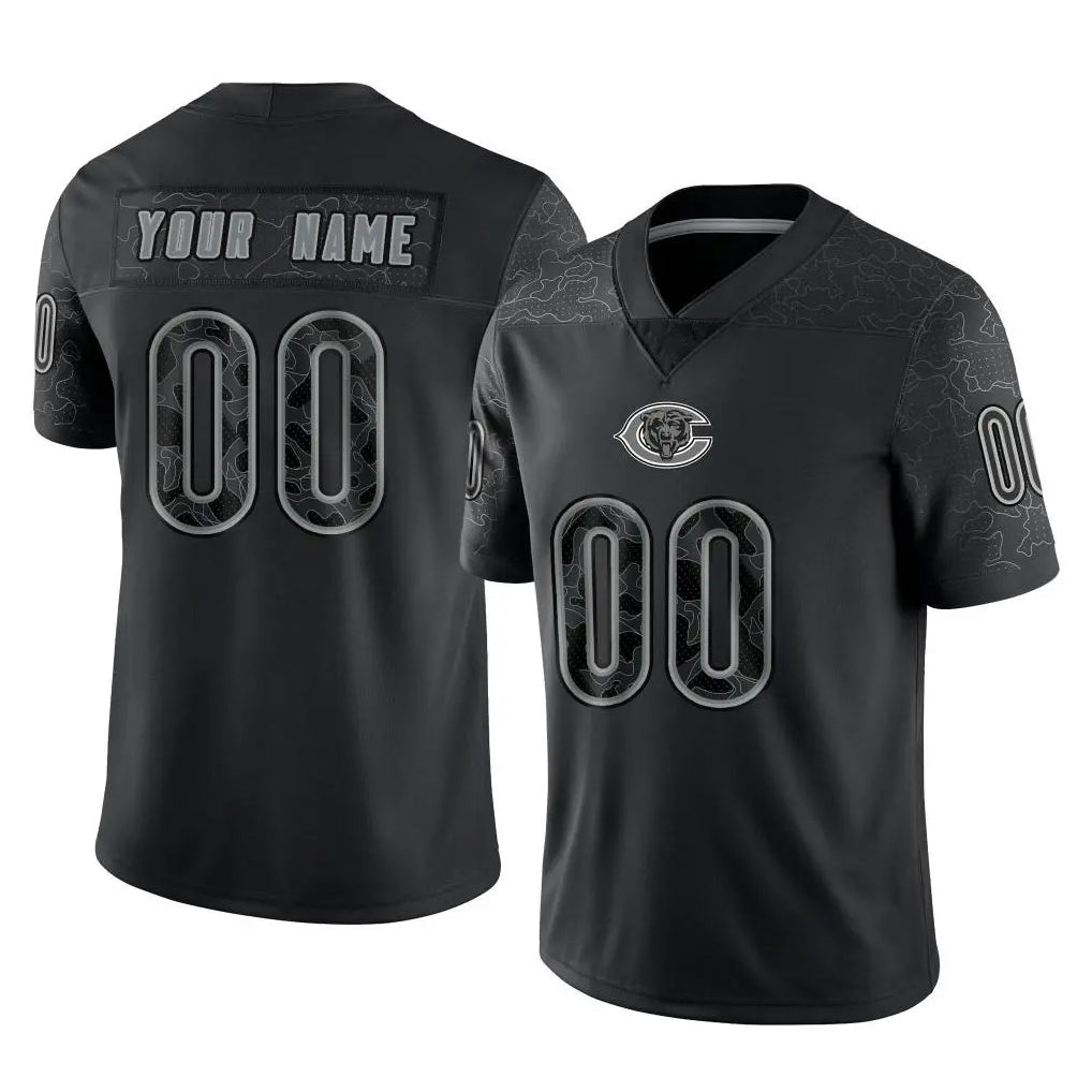 My Store Custom C.Bears Black REFLECTIVE Limited Game Any Name & Numbers Stitched Jerseys