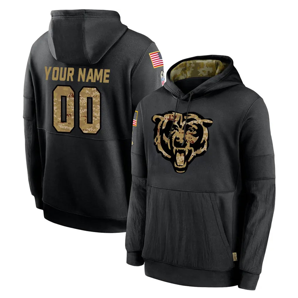 My Store Custom C.Bears Black Salute to Service Pullover Hoodies Limited Any Name & Numbers Stitched Jerseys