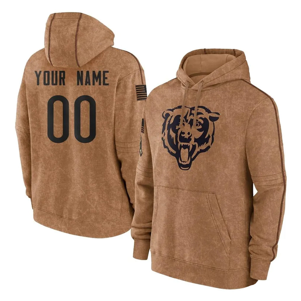 My Store Custom C.Bears Brown Salute to Service Pullover Hoodies Limited Any Name & Numbers Stitched Jerseys