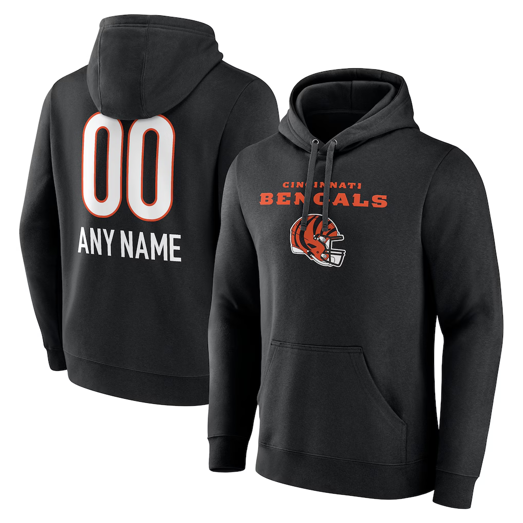 My Store Custom C.Bengals Black Personalized Name & Number Team Wordmark Pullover Hoodie Stitched Jerseys