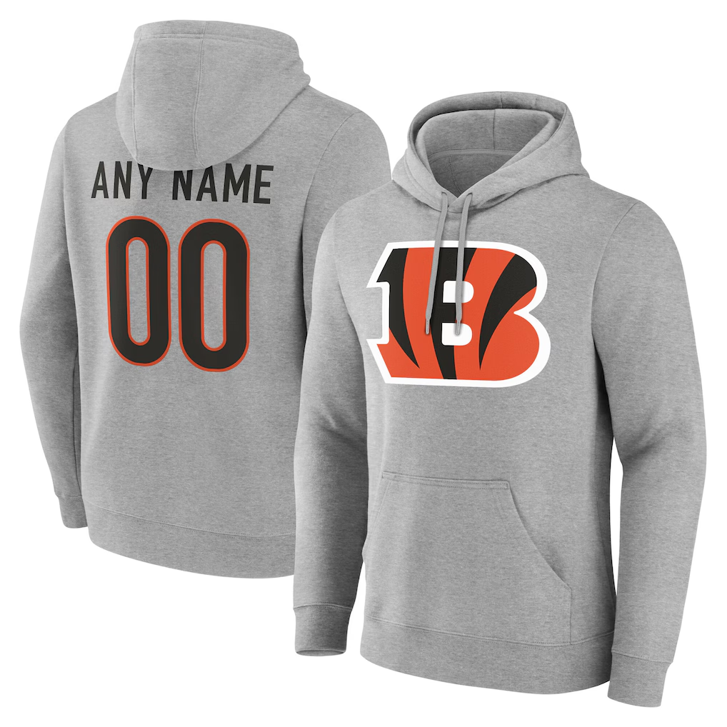 My Store Custom C.Bengals Gray Team Authentic Personalized Name & Number Hoodie Stitched Jerseys