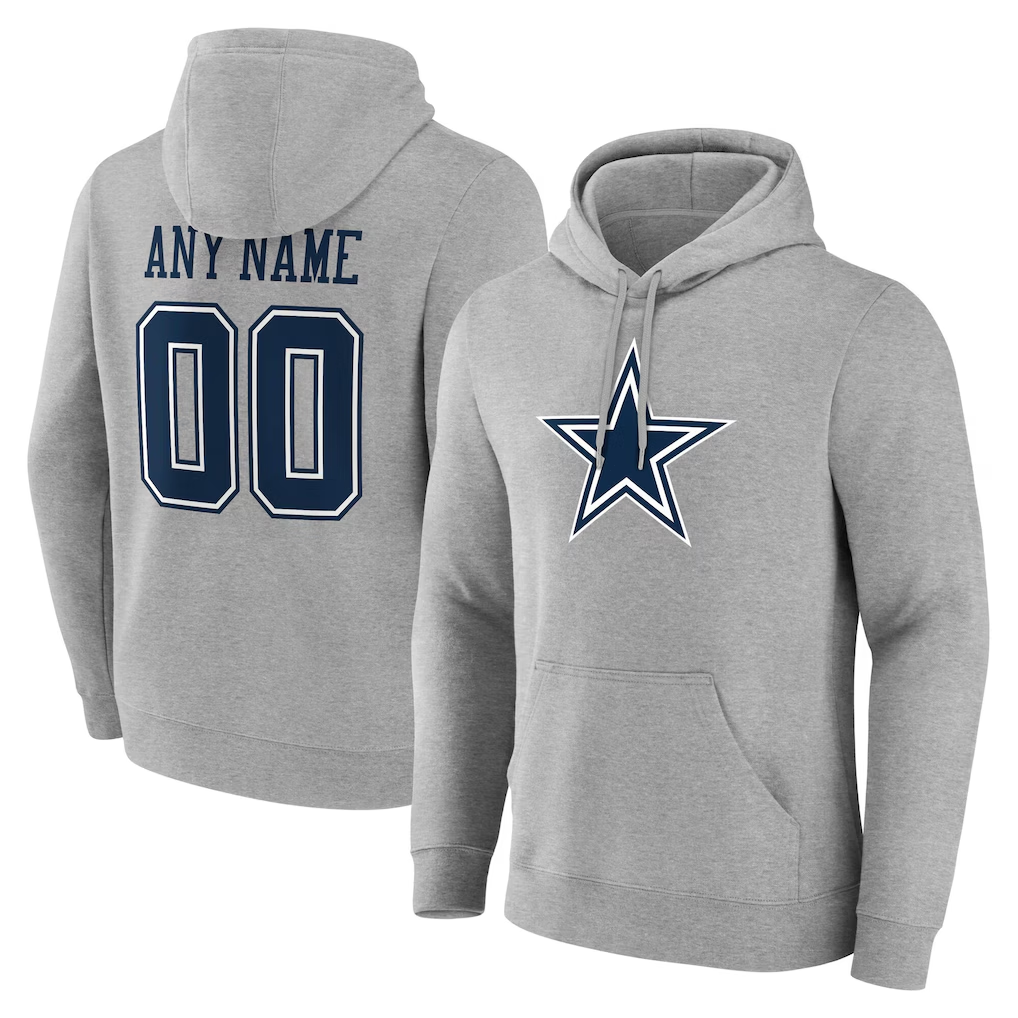 My Store Custom D.Cowboys Gray Team Authentic Personalized Name & Number Hoodie Stitched Jerseys