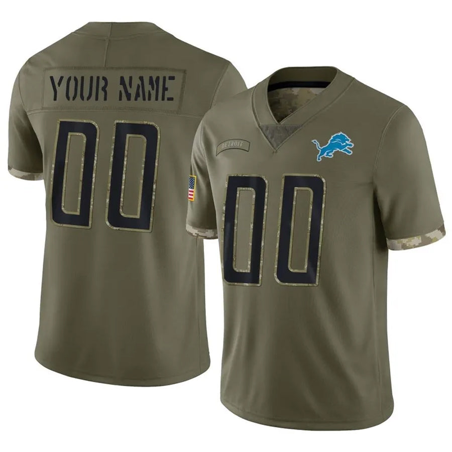 My Store Custom D.Lions Olive Salute To Service Limited Stitched Jerseys