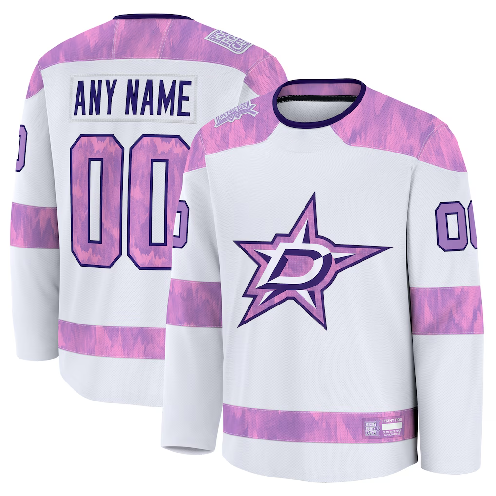 My Store Custom D.Stars White 2024 Hockey Fights Cancer Practice Jerseys