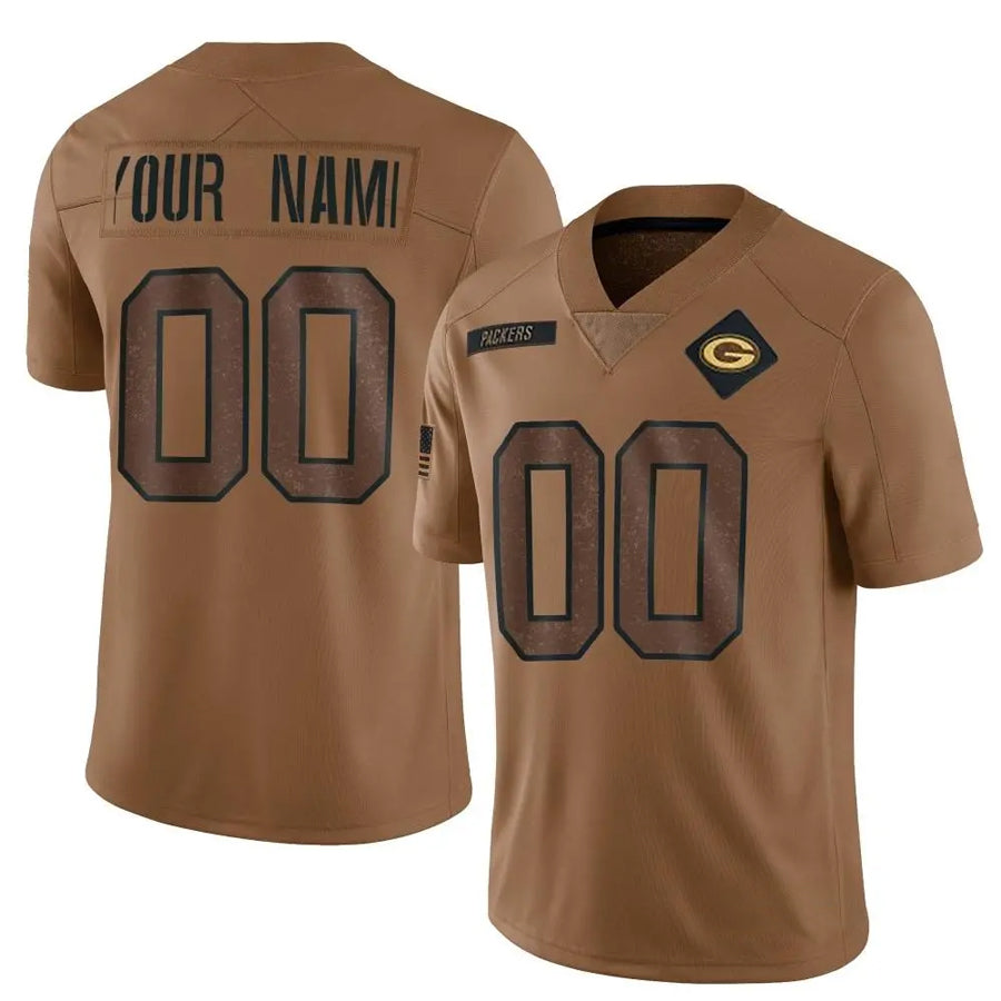 My Store Custom GB.Packers Brown Salute To Service Limited Stitched Jerseys