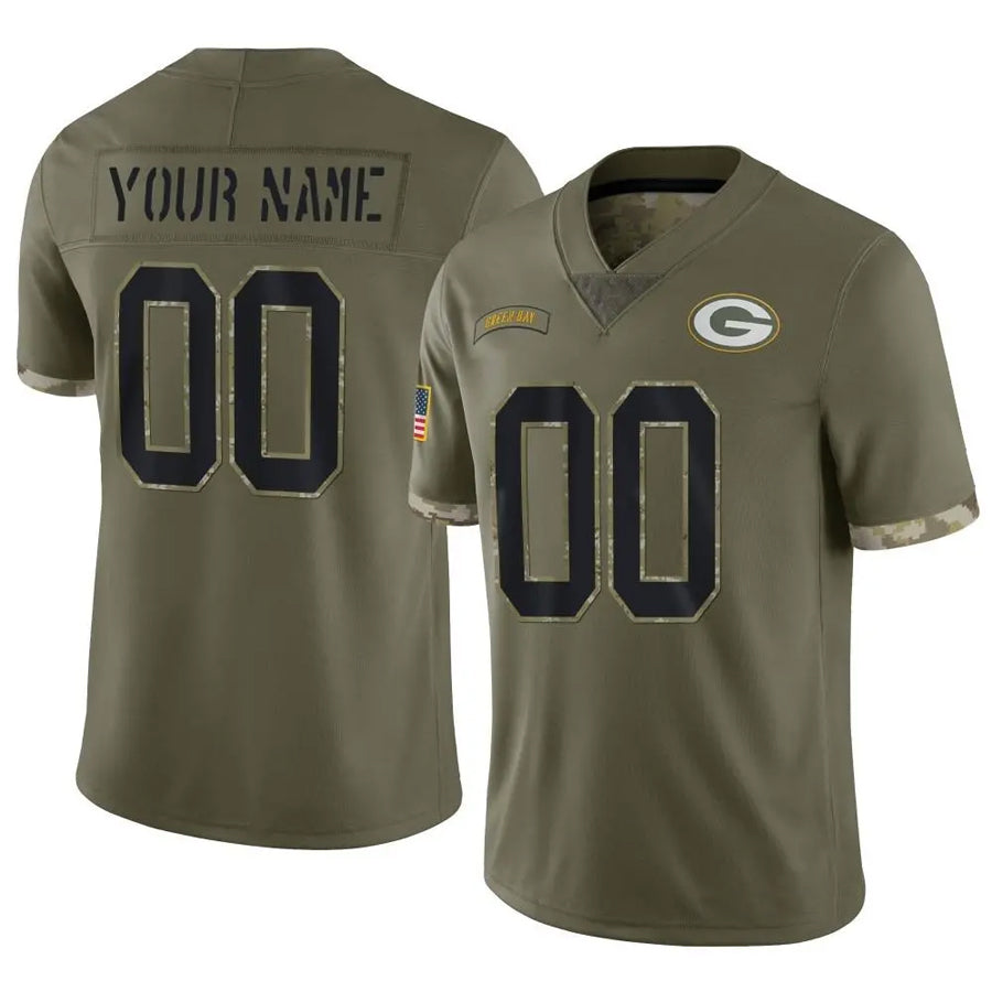 My Store Custom GB.Packers Salute To Service Olive Stitched Jerseys