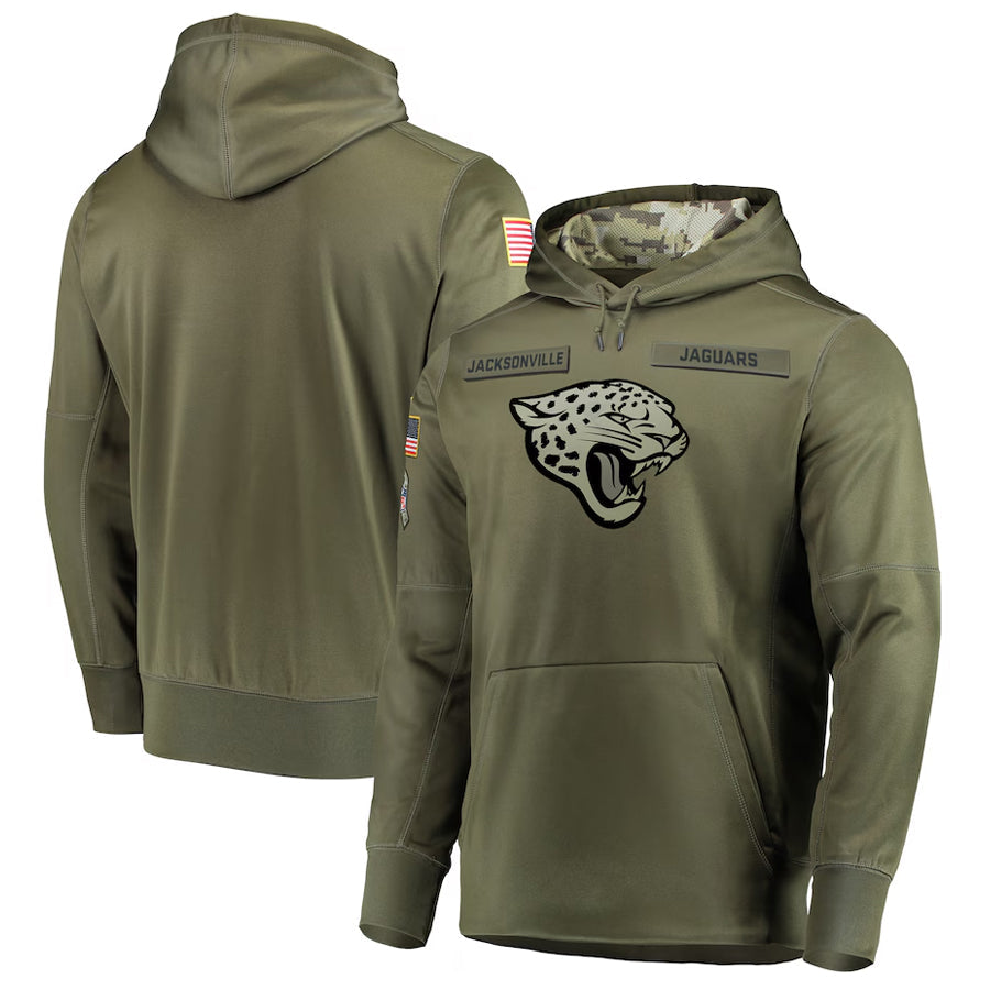 My Store Custom J.Jaguars Olive Salute to Service Pullover Hoodie Game Stitched Jerseys