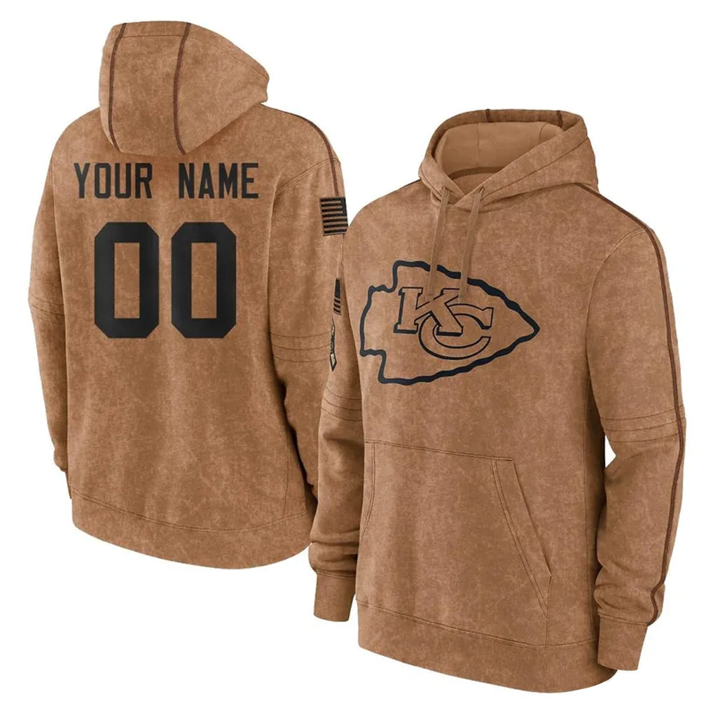 My Store Custom KC.Chiefs Brown Salute to Service Hoodies Limited Game Any Name & Numbers Stitched Jerseys