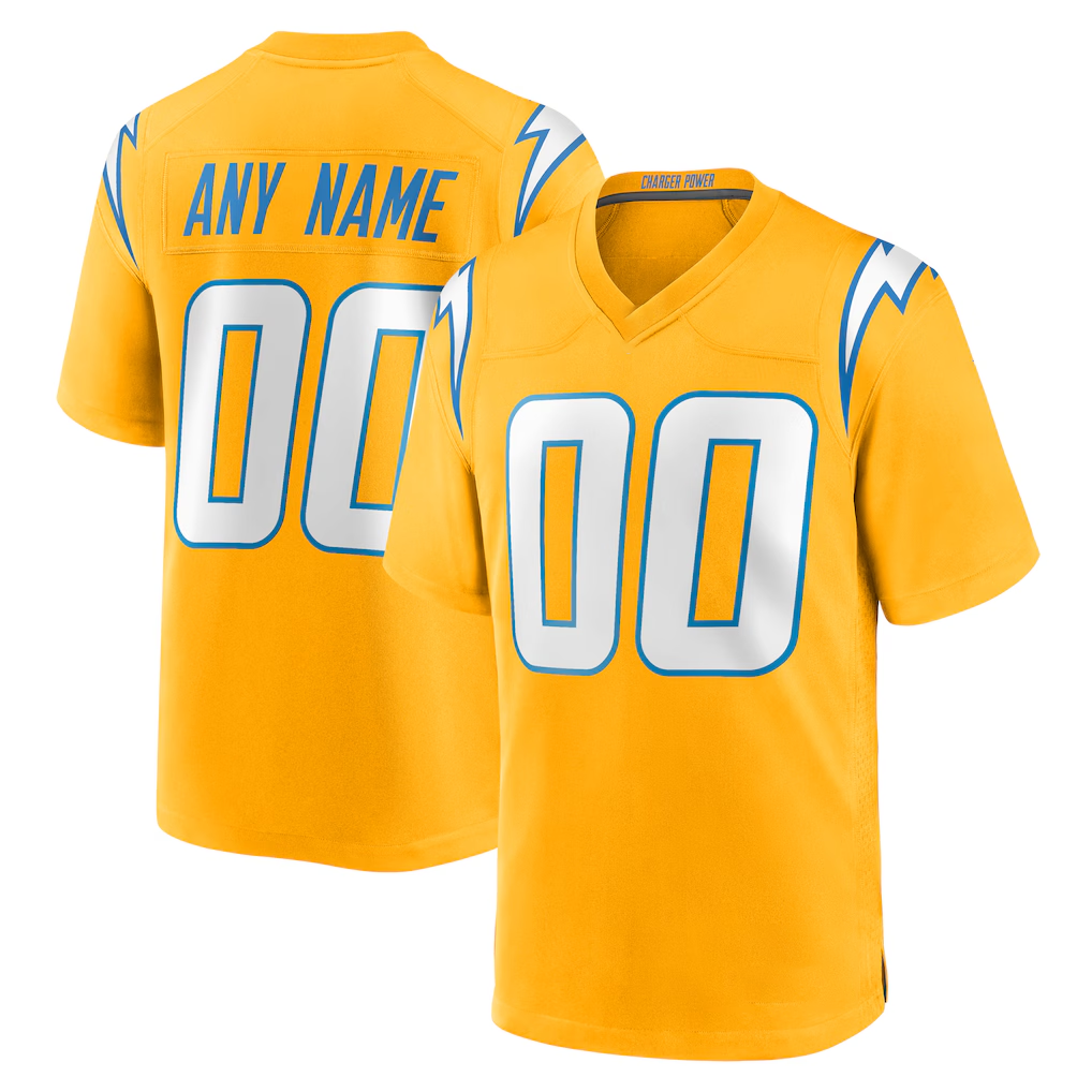 My Store Custom LA.Chargers Gold Alternate Charger Power Game Stitched Jerseys