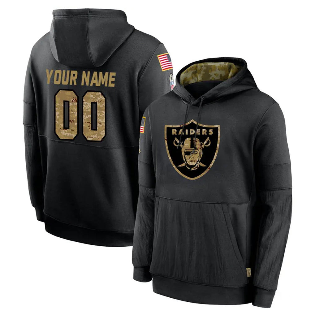 My Store Custom LV.Raiders Black Salute to Service Hoodies Limited Game Any Name & Numbers Stitched Jerseys