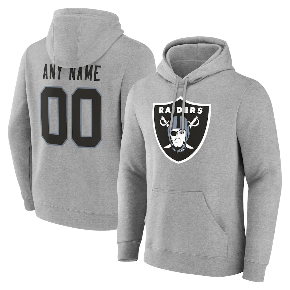 My Store Custom LV.Raiders Gray LOGO Pullover Hoodies Home Game Any Name & Numbers Stitched Jerseys