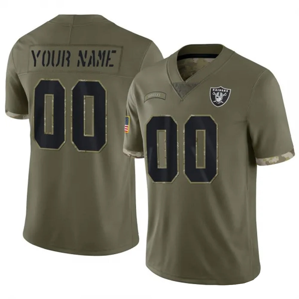 My Store Custom LV.Raiders  Salute To Service Olive Stitched Jerseys