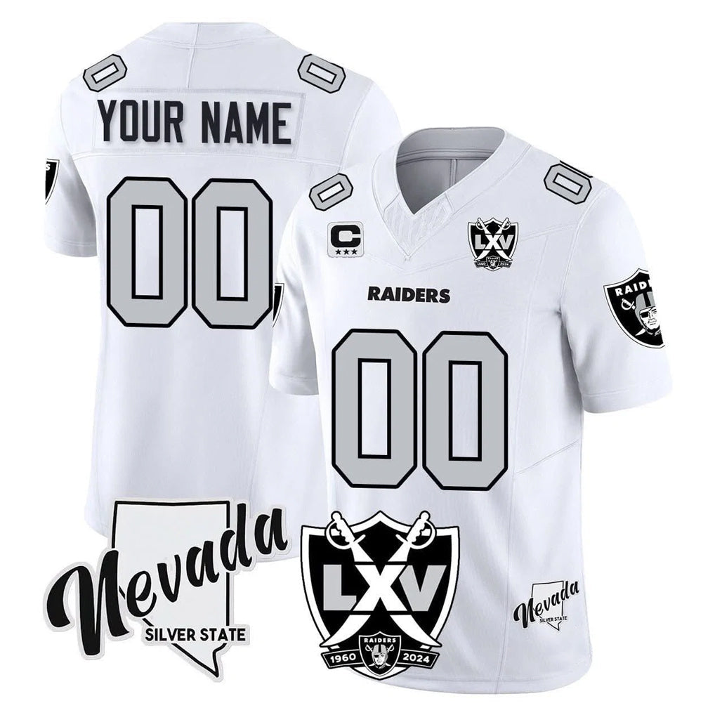 My Store Custom LV.Raiders White 2026 Vapor Limited 65th Anniversary Home Game Any Name & Numbers Stitched Jerseys