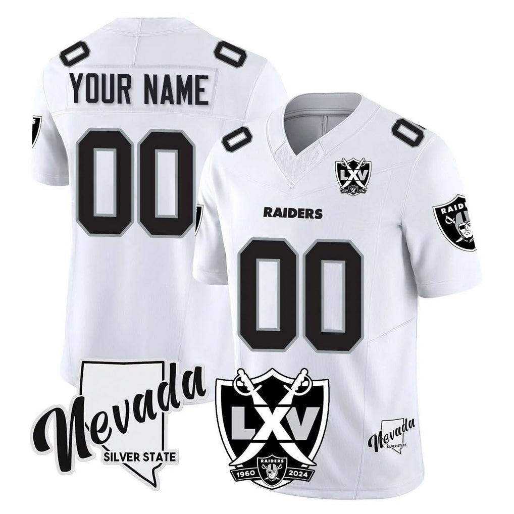 My Store Custom LV.Raiders White 65th Anniversary Vapor Limited Home Game Any Name & Numbers Stitched Jerseys