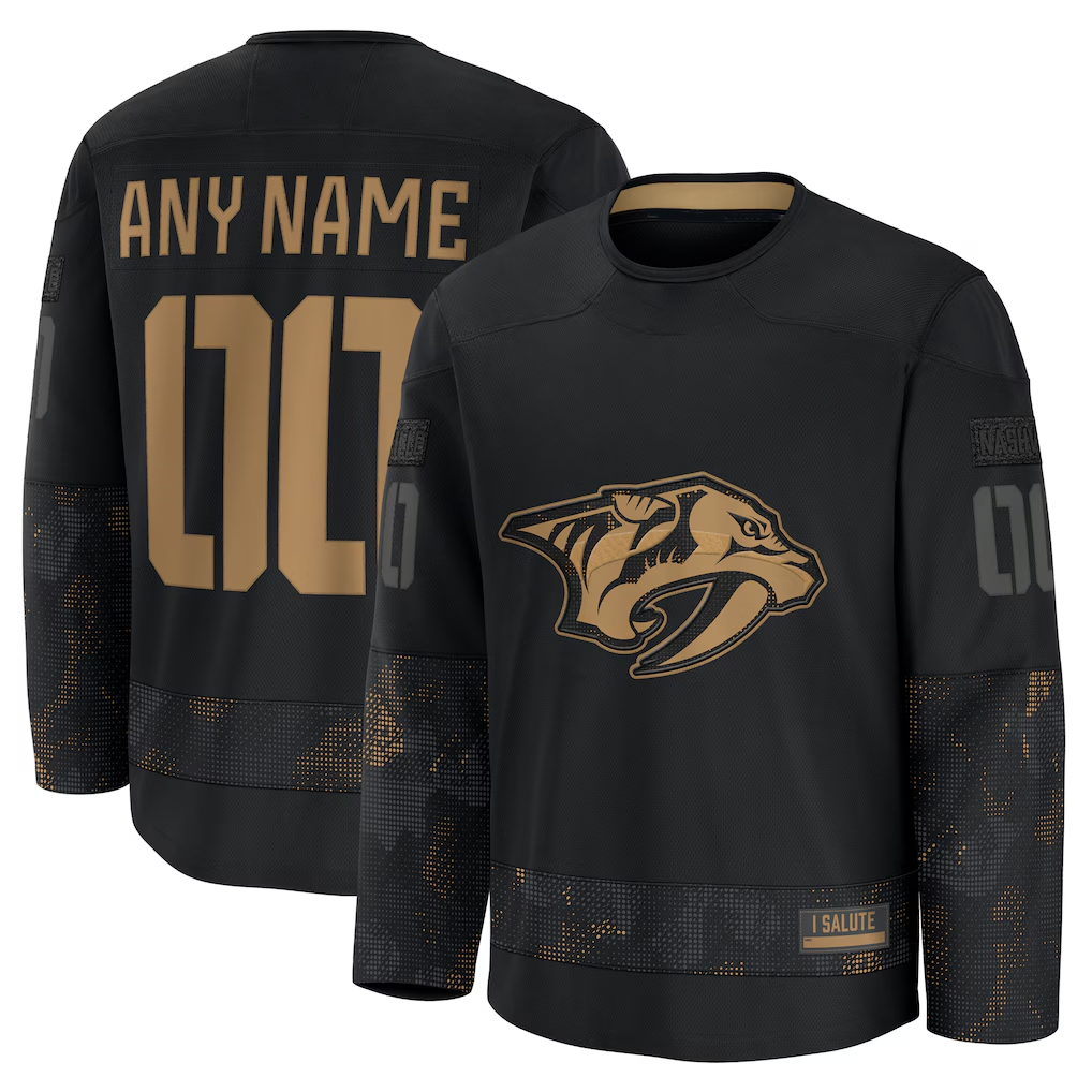 My Store Custom N.Predators Black 2024 Military Appreciation Practice Jerseys