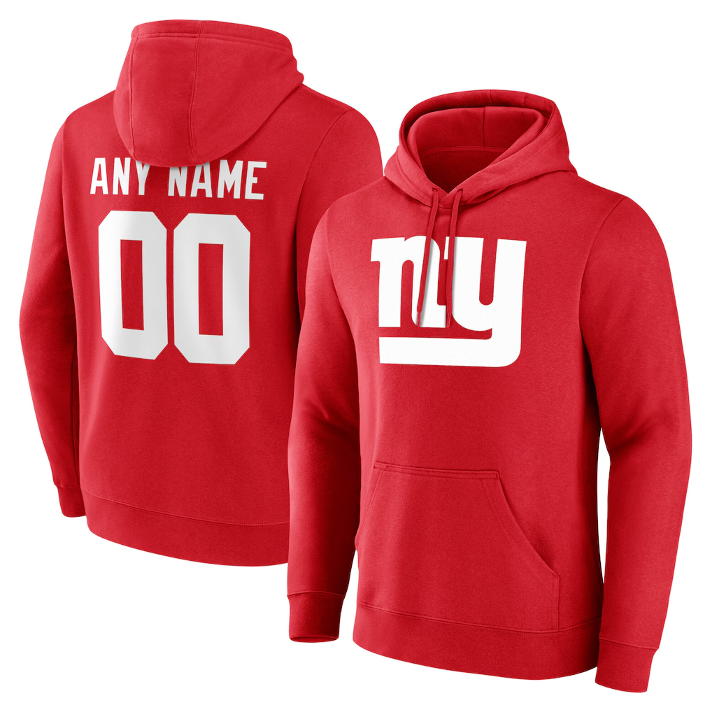 My Store Custom NY.Giants Red Team Authentic Personalized Name & Number Hoodie Stitched Jerseys