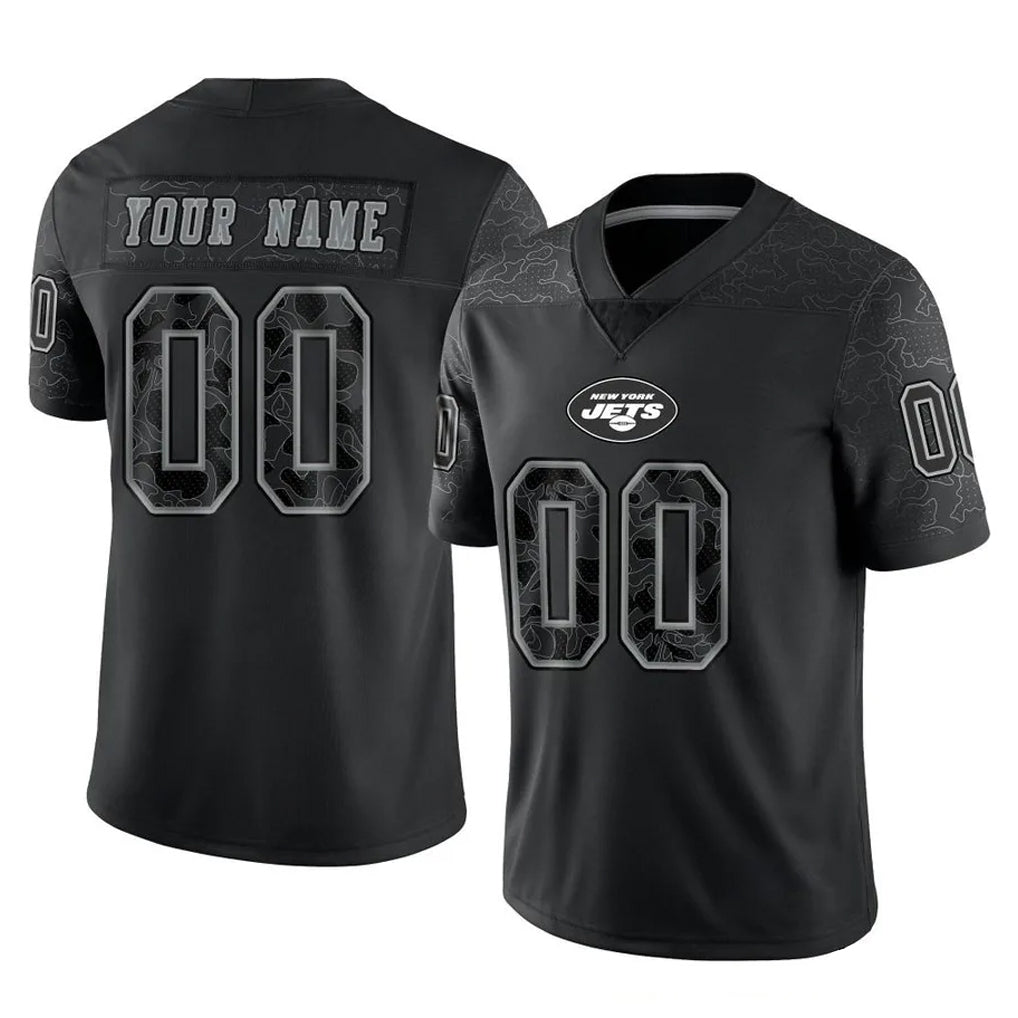 My Store Custom NY.Jets Black Limited Reflective Home Game Any Name & Numbers Stitched Jerseys