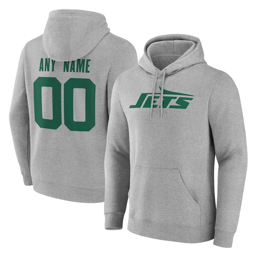 My Store Custom NY.Jets Gray LOGO Pullover Hoodies Limited Game Any Name & Numbers Stitched Jerseys