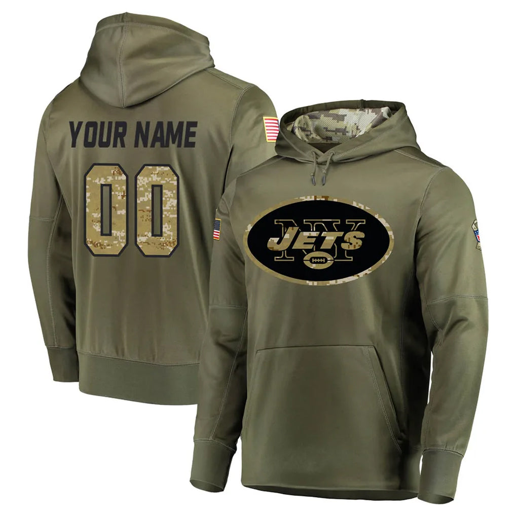 My Store Custom NY.Jets Olive Salute to Service Pullover Hoodies Home Game Any Name & Numbers Stitched Jerseys
