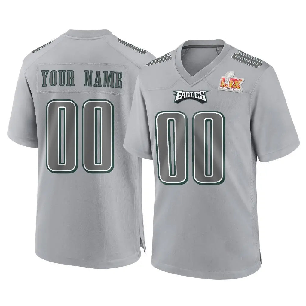 My Store Custom P.Eagles Gray Atmosphere Fashion Super Bowl LIX Home Game Any Name & Numbers Stitched Jerseys