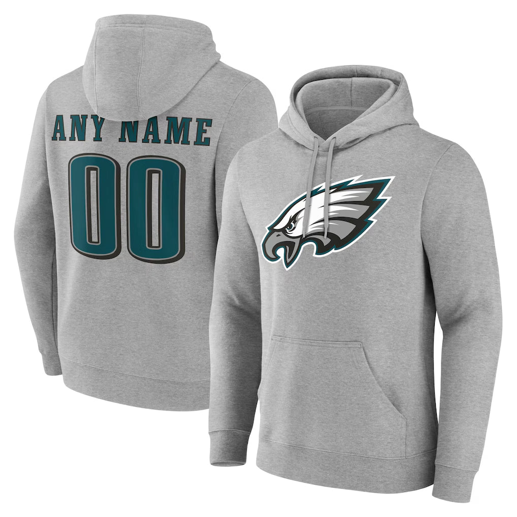 My Store Custom P.Eagles Gray LOGO Pullover Hoodies Home Game Any Name & Numbers Stitched Jerseys
