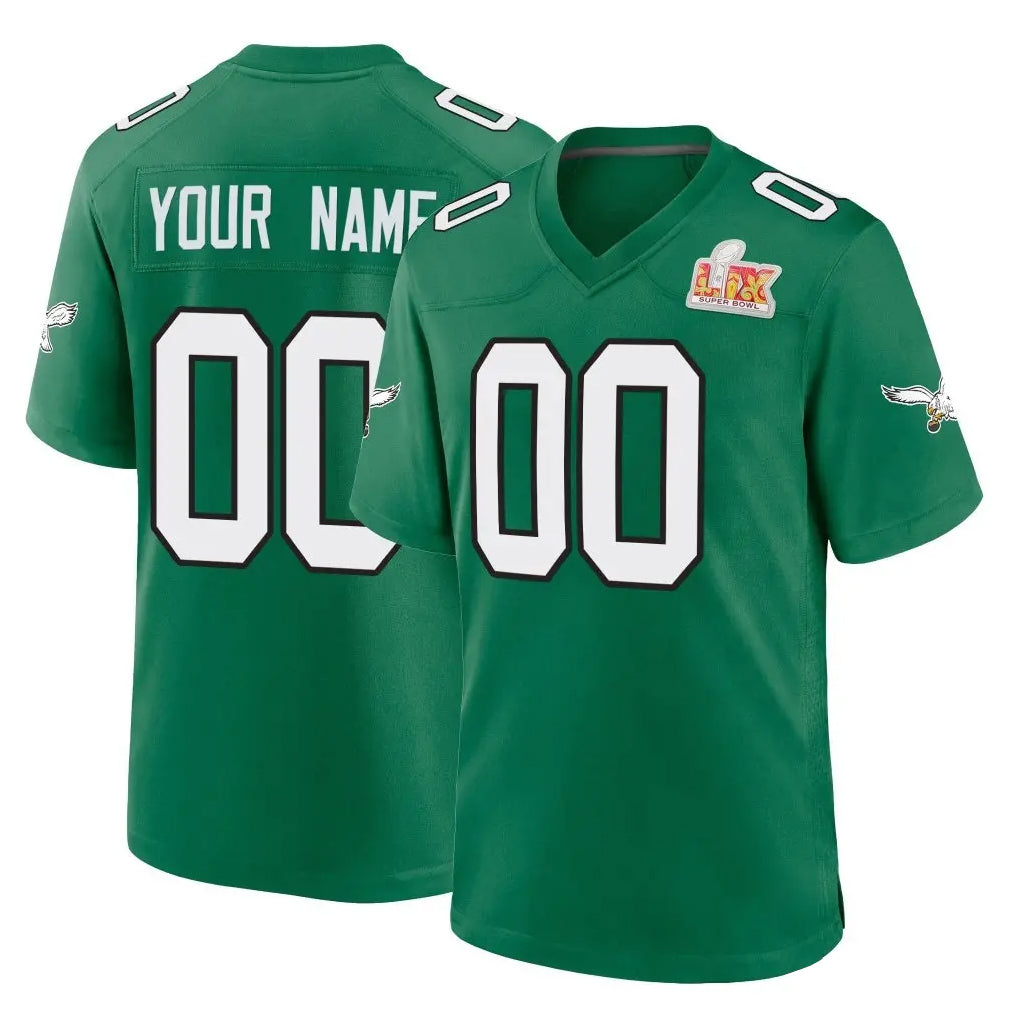 My Store Custom P.Eagles Green Kelly Alternate Super Bowl LIX Home Game Any Name & Numbers Stitched Jerseys