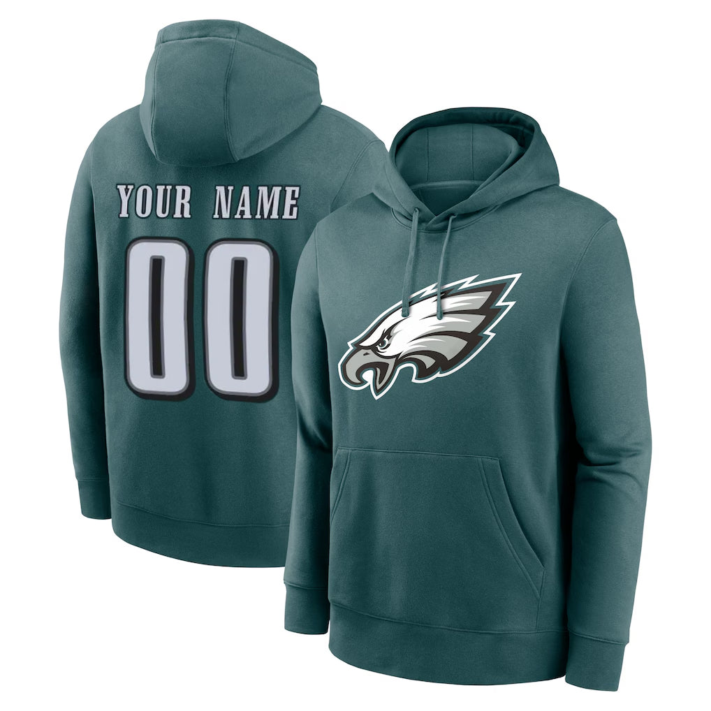My Store Custom P.Eagles Midnight Green Performance Pullover Hoodies Home Game Any Name & Numbers Stitched Jerseys
