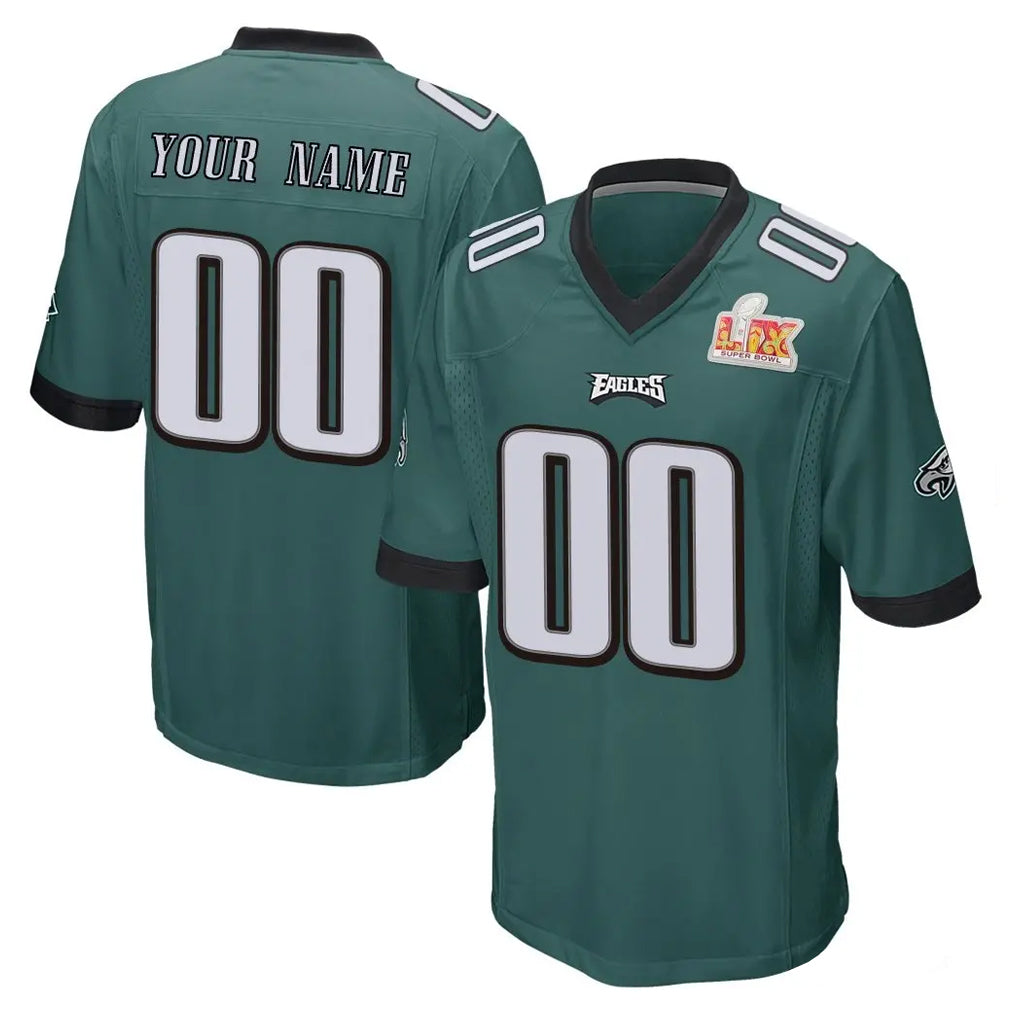 My Store Custom P.Eagles Team Color Green Super Bowl LIX Home Game Any Name & Numbers Stitched Jerseys