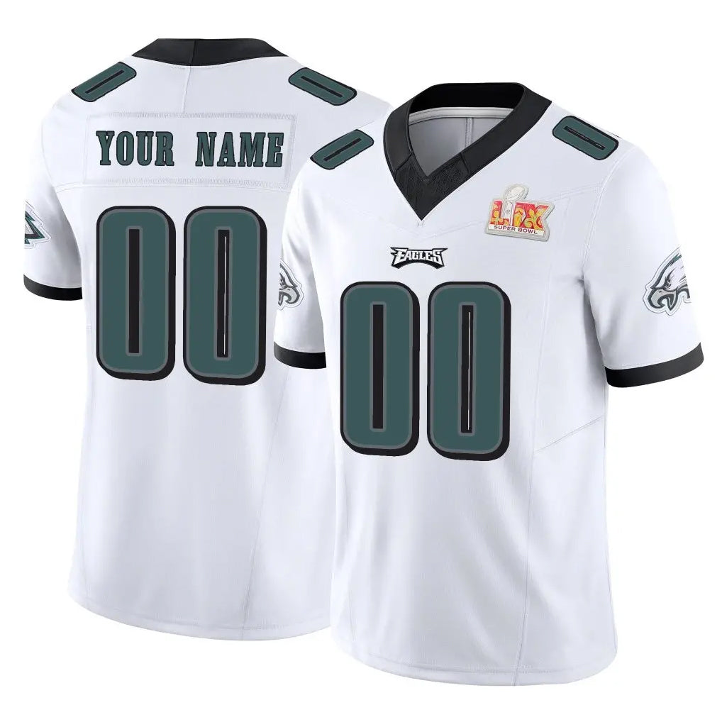 My Store Custom P.Eagles White Limited Vapor F.U.S.E. Super Bowl LIX Home Game Any Name & Numbers Stitched Jerseys