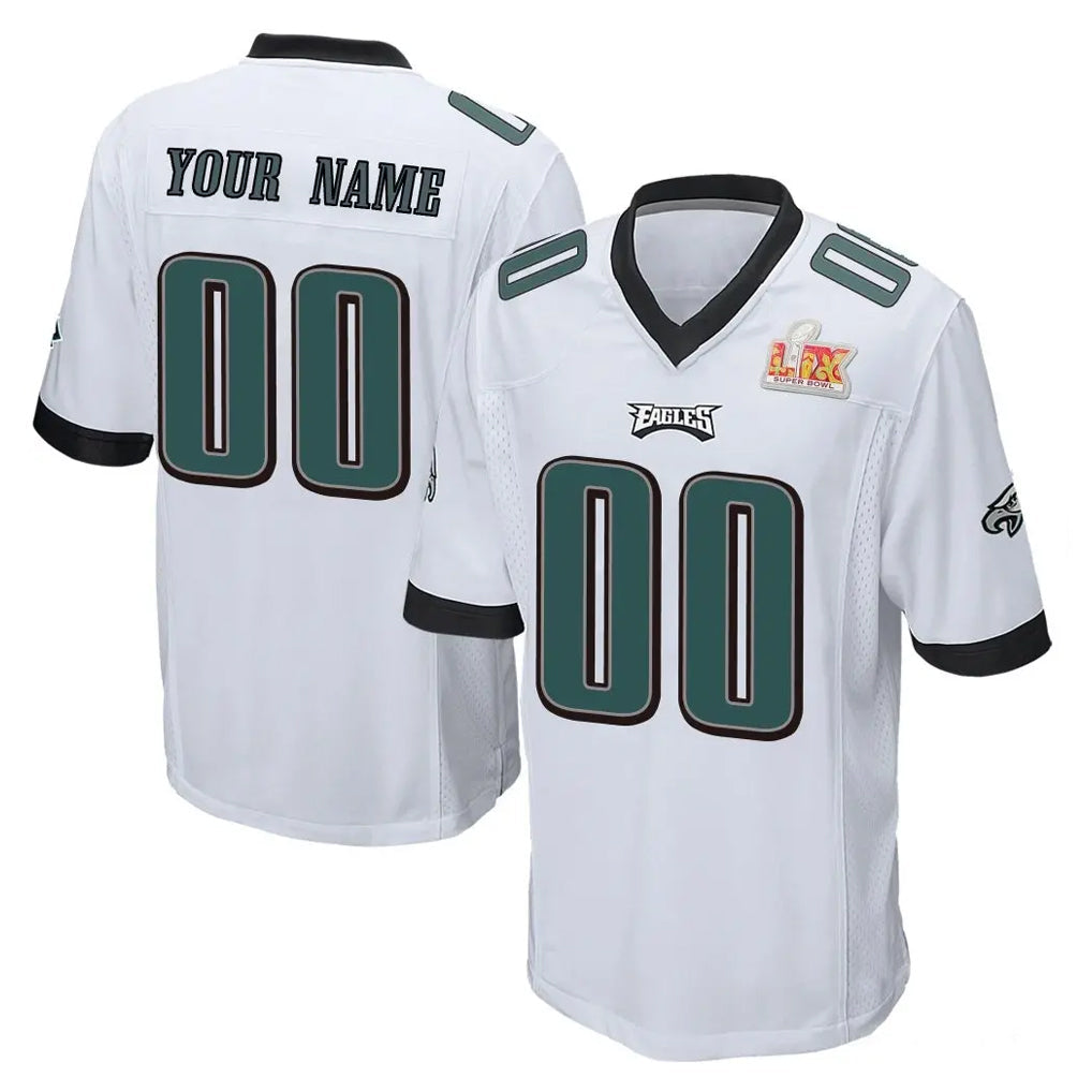 My Store Custom P.Eagles White Super Bowl LIX Home Game Any Name & Numbers Stitched Jerseys