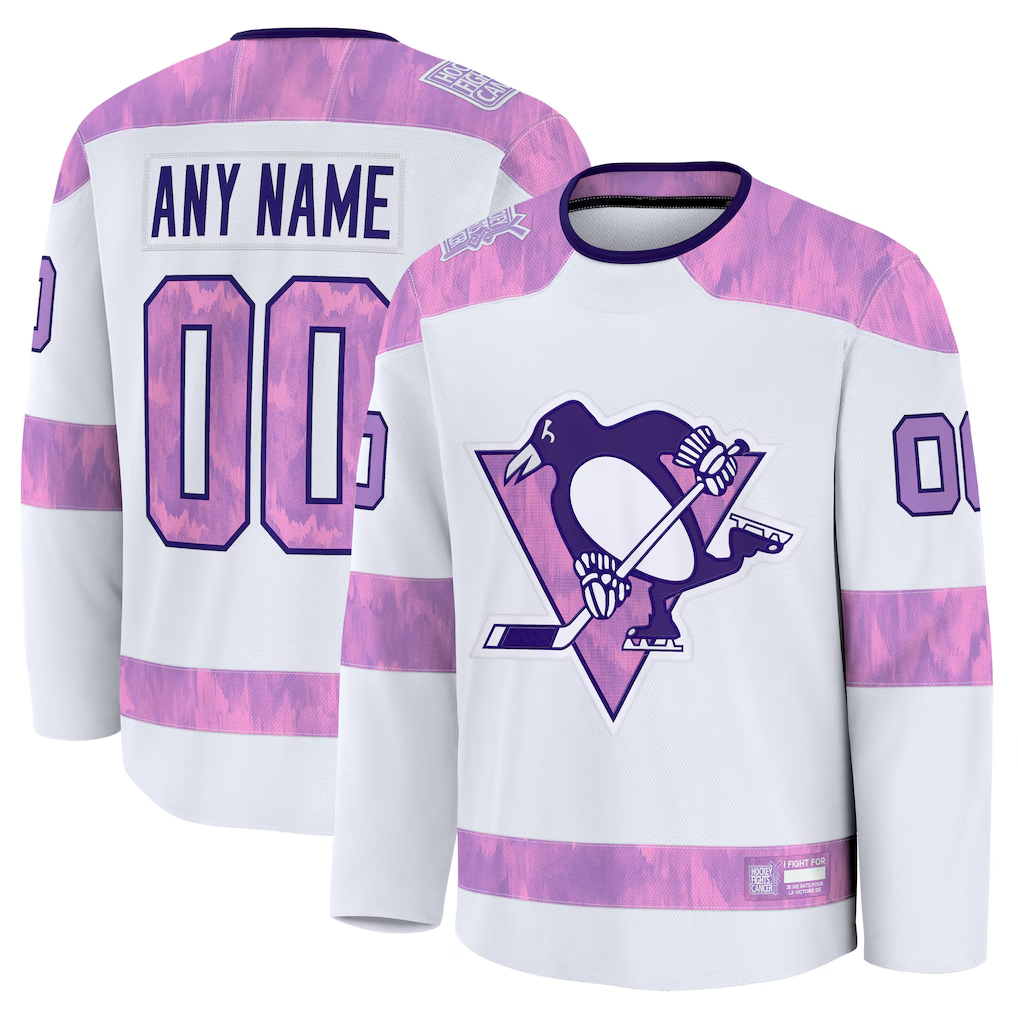 My Store Custom P.Penguins White 2024 Hockey Fights Cancer Jerseys