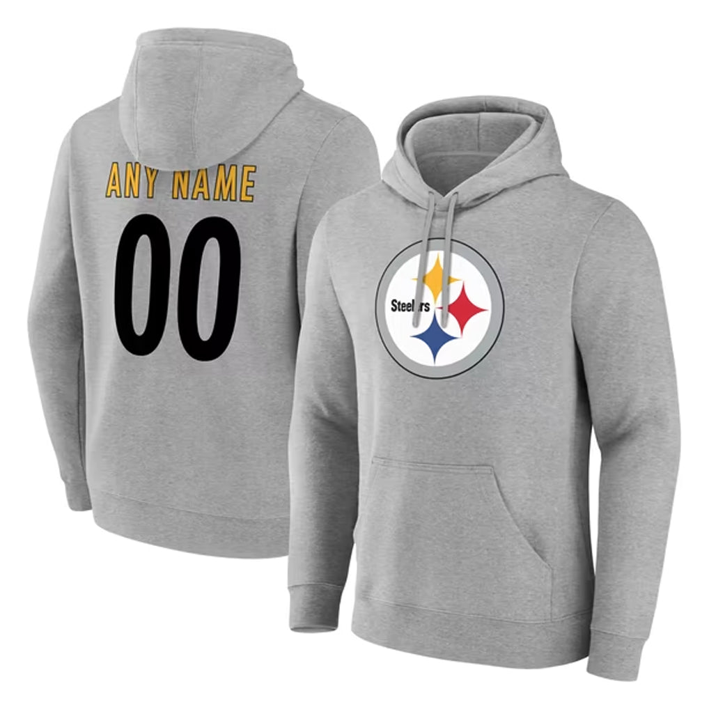 My Store Custom P.Steelers Gray LOGO Pullover Hoodies Limited Any Name & Numbers Stitched Jerseys