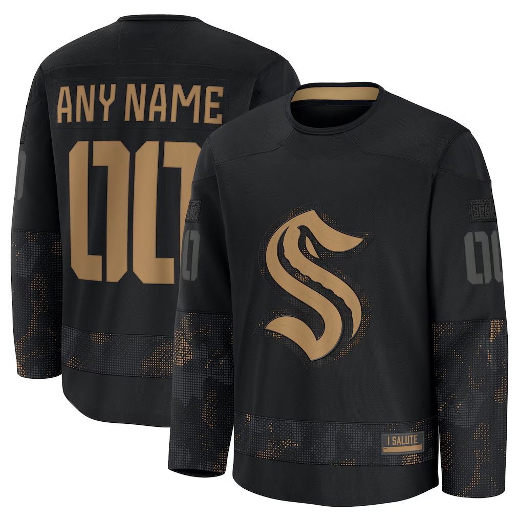 My Store Custom S.Kraken Black 2024 Military Appreciation Practice Jerseys