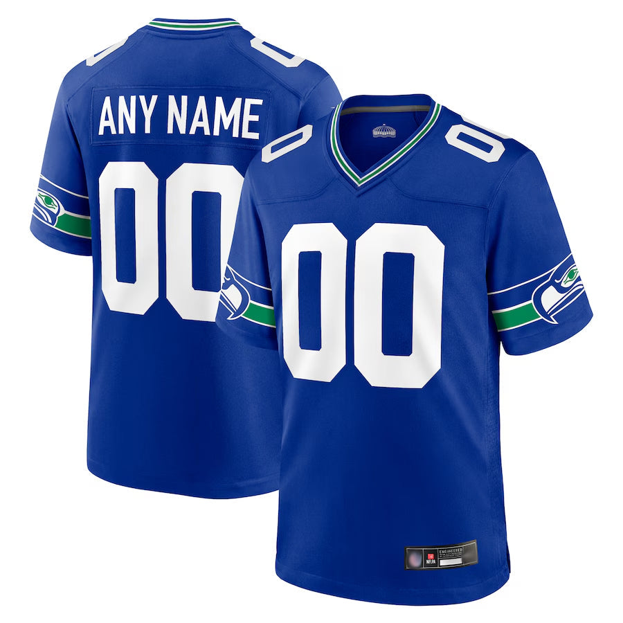 My Store Custom S.Seahawks Royal Throwback Game Stitched Jerseys