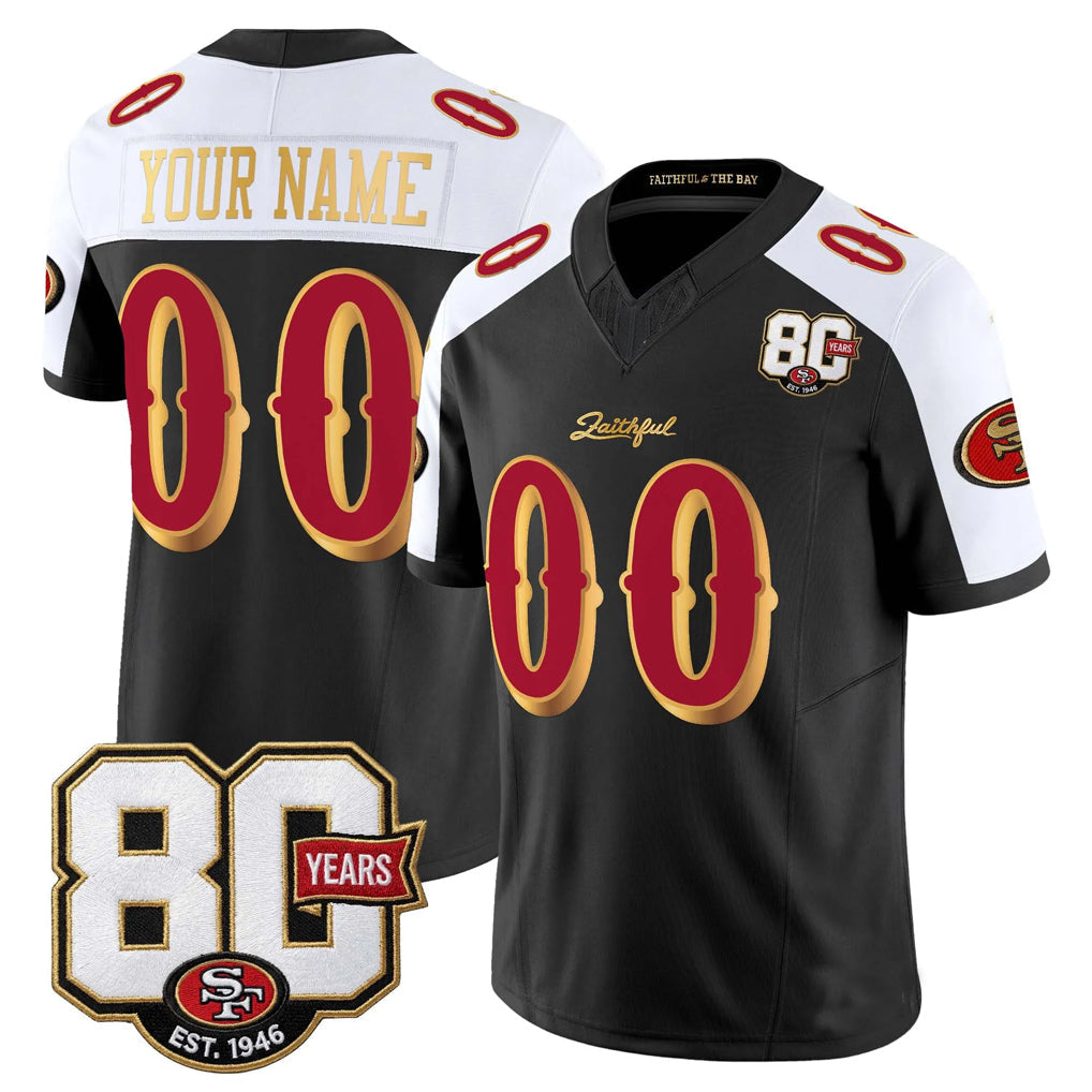 My Store Custom SF.49ers Black-White Limited 80th Rivalries Collection Home Game Any Name & Numbers Stitched Jerseys