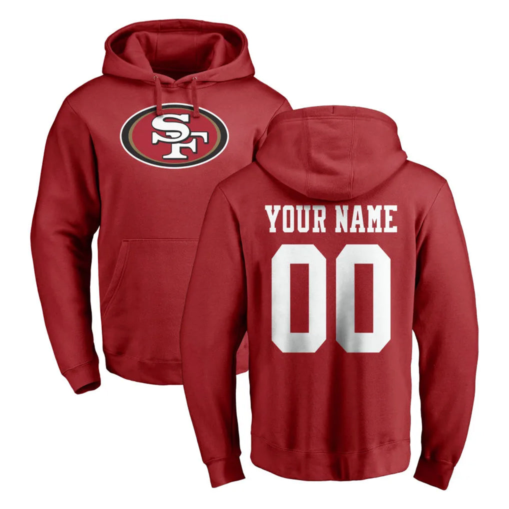 My Store Custom SF.49ers Red LOGO Pullover Hoodies Home Game Any Name & Numbers Stitched Jerseys