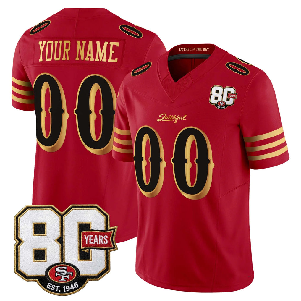My Store Custom SF.49ers Red Limited 80th Rivalries Collection Home Game Any Name & Numbers Stitched Jerseys