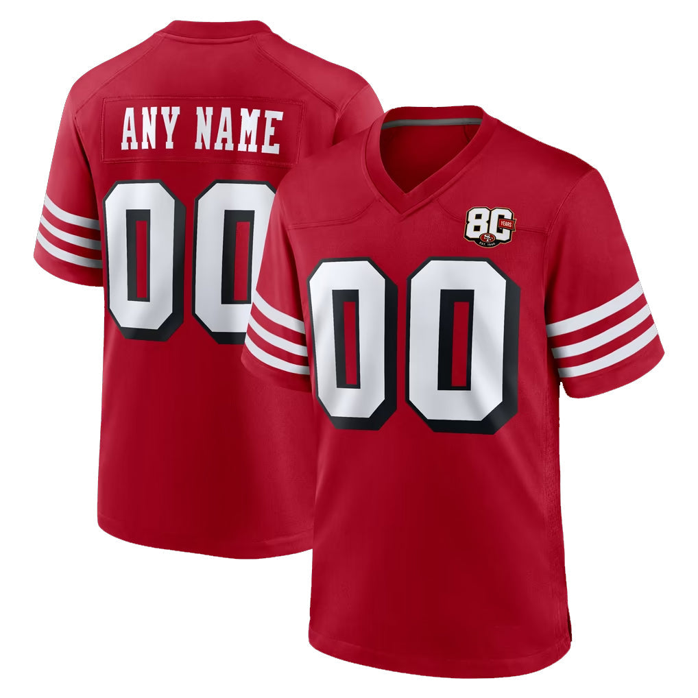 My Store Custom SF.49ers Red Limited Alternate 80th Vapor Home Game Any Name & Numbers Stitched Jerseys