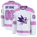 My Store Custom SJ.Sharks White 2024 Hockey Fights Cancer Practice Jerseys