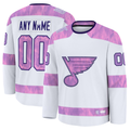 My Store Custom SL.Blues White 2024 Hockey Fights Cancer Practice Jerseys