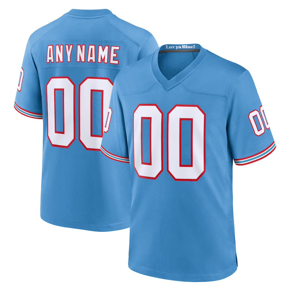 My Store Custom T.Titans  Light Blue Oilers Throwback Game Stitched Jerseys
