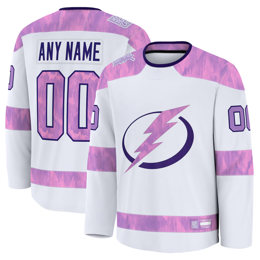 My Store Custom TB.Lightning White 2024 Hockey Fights Cancer Practice Jerseys