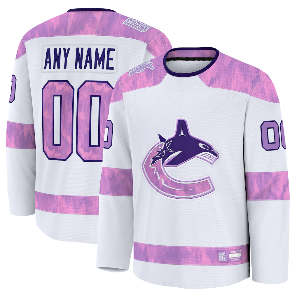 My Store Custom V.Canucks White 2024 Hockey Fights Cancer Practice Jerseys