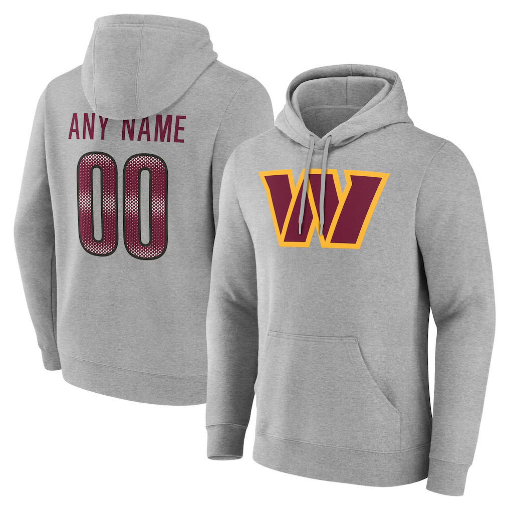 My Store Custom W.Commanders Gray Team Authentic Personalized Name & Number Hoodie Stitched Jerseys