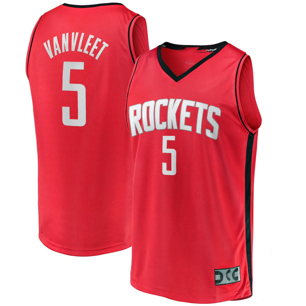 My Store H.Rockets #5 Fred VanVleet Red Fast Break Replica Player Stitched Jerseys- Icon Edition
