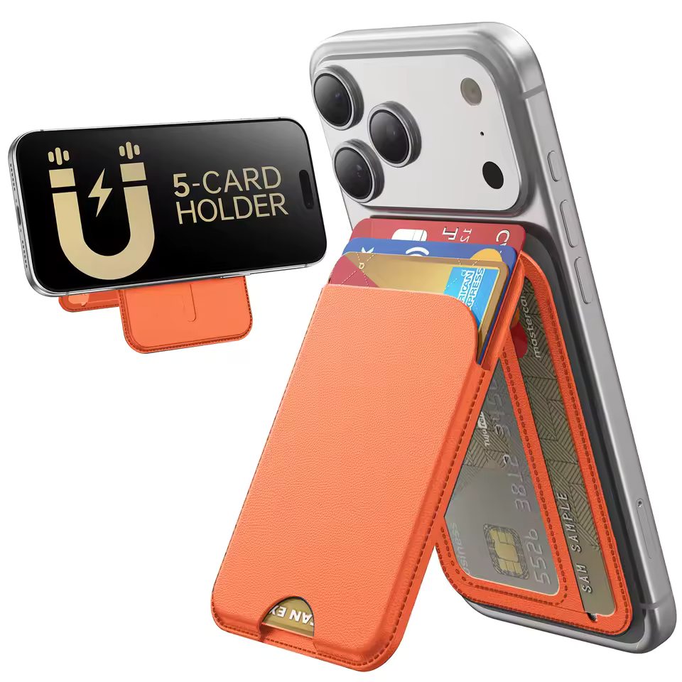 MagSafe Wallet, 5 Card Holder, Slim Leather Magnetic Wallet for iPhone 17/16/15/14/13/12 Pro Max Plus Air Series, 1 Card Slo