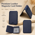 Magnetic Leather Card Holder Foldable Phone Stand, Magsafe Wallet Card Pocket Slim Minimalist ID Credit Card Case for iPhone Mag